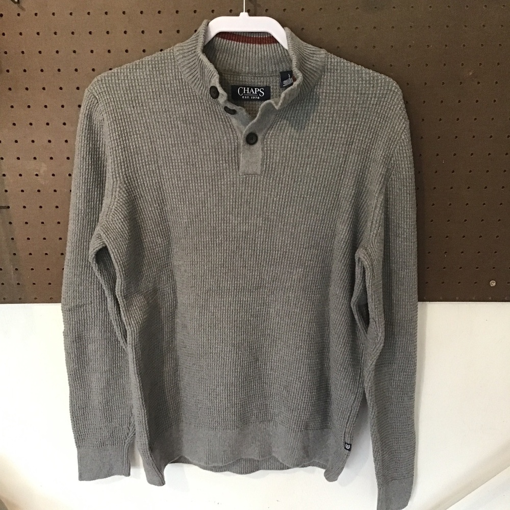 Chaps by Ralph Lauren Men’s Gray Waffle Knit Henley Sweater Size L